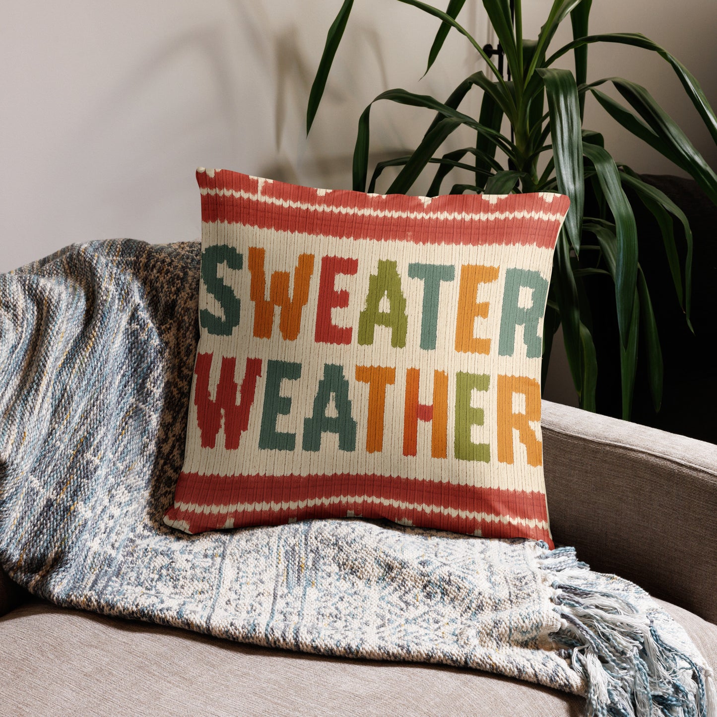 Sweater Weather Pillow – Cozy Fall Accent