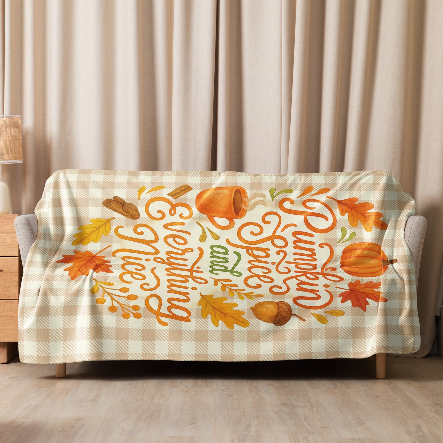 Pumpkin Spice and Everything Nice Sherpa Blanket – Cozy Fall Throw