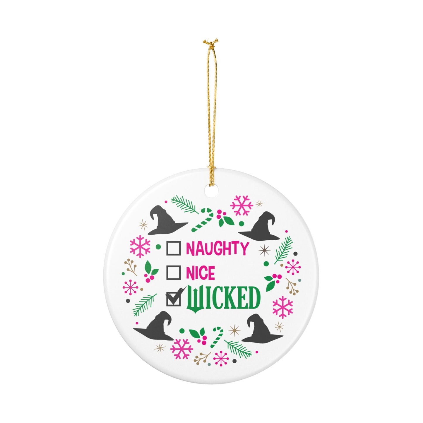 Naughty, Nice, Wicked Ceramic Decoration Ornament, (1pc)