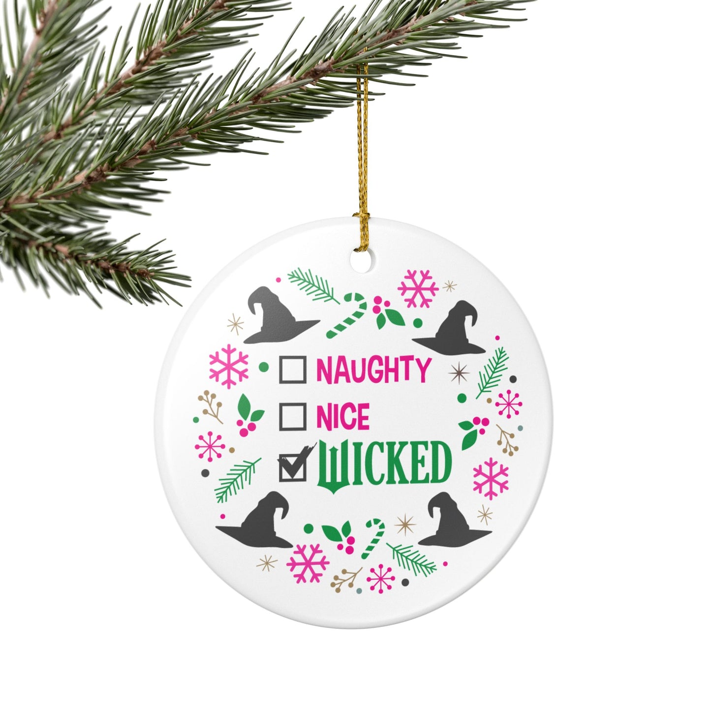 Naughty, Nice, Wicked Ceramic Decoration Ornament, (1pc)