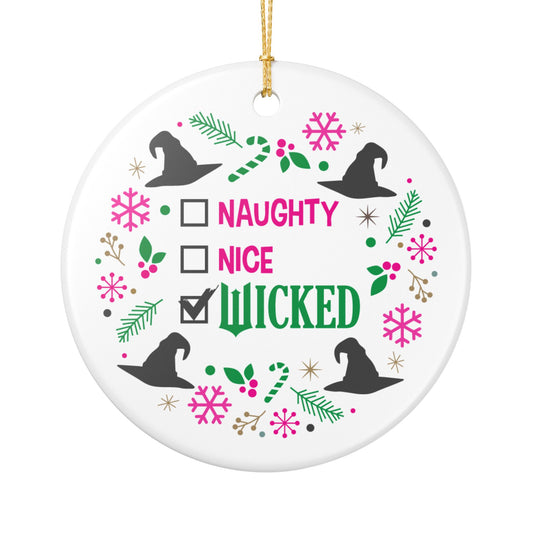 Naughty, Nice, Wicked Ceramic Decoration Ornament, (1pc)