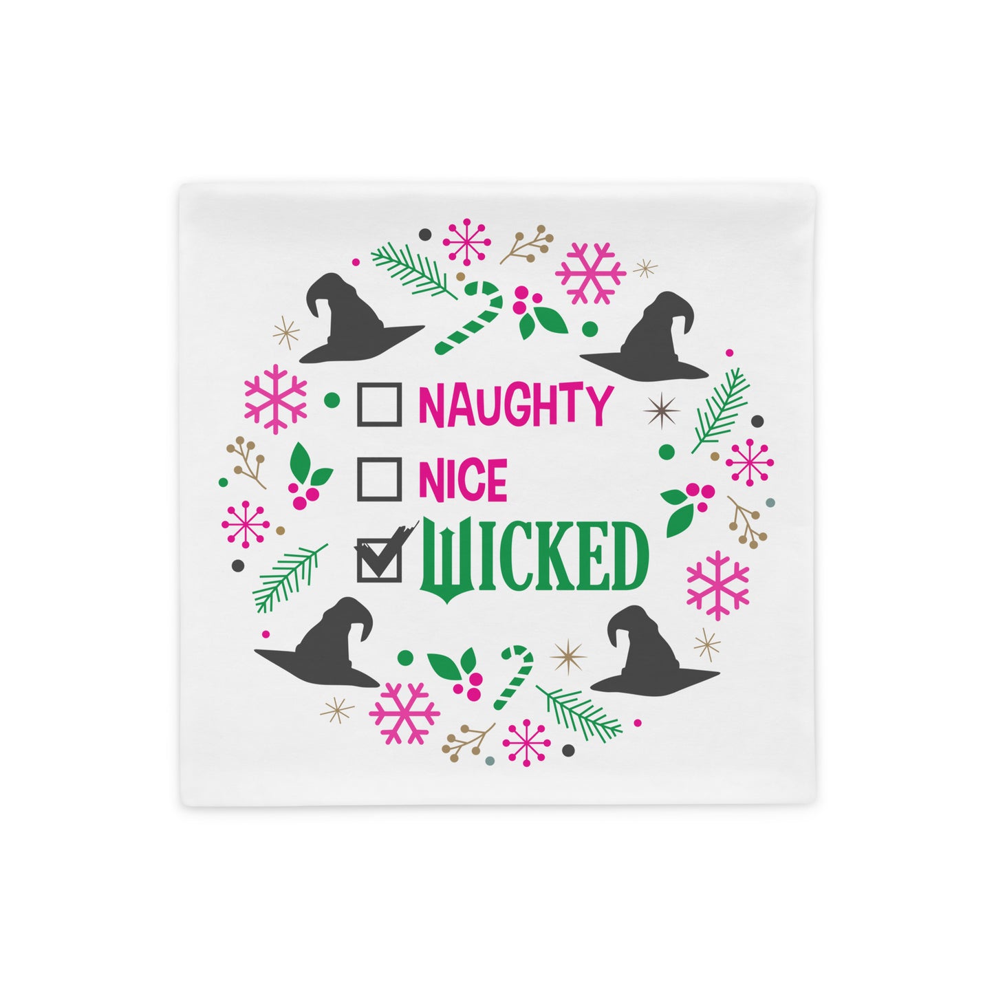 Naughty, Nice, Wicked Throw Pillow Cover