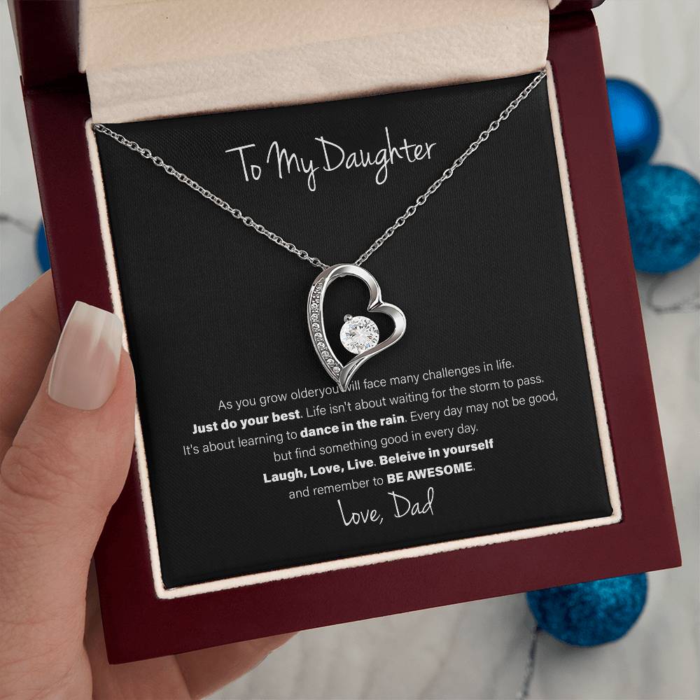 To My Daughter, Love Dad - Forever Love Necklace, Be Awesome