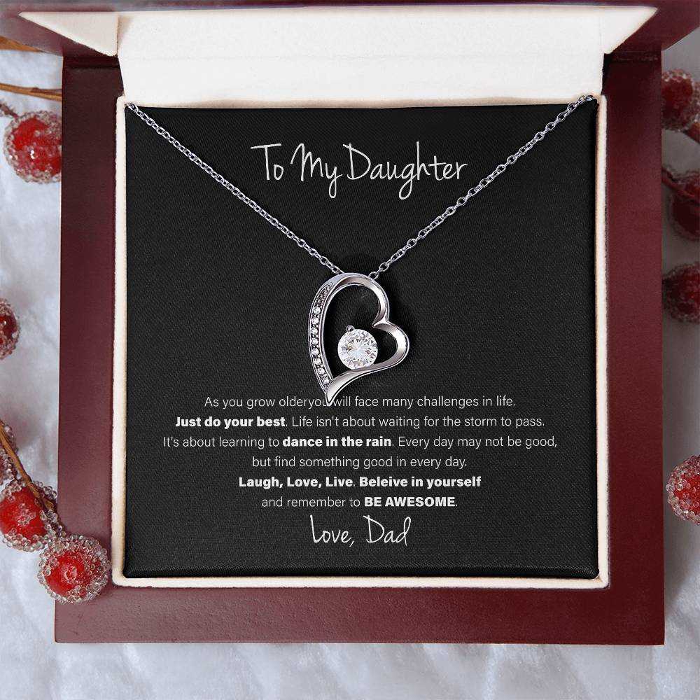 To My Daughter, Love Dad - Forever Love Necklace, Be Awesome