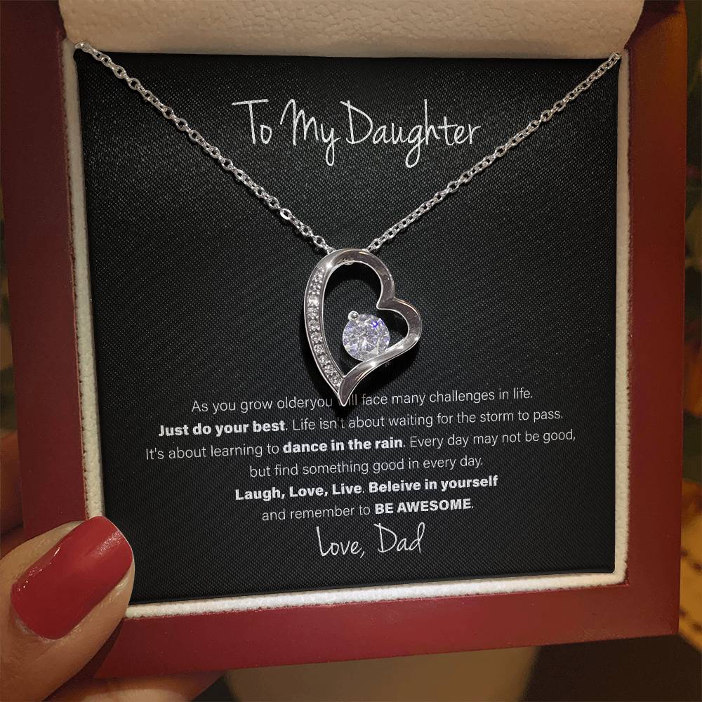 To My Daughter, Love Dad - Forever Love Necklace, Be Awesome
