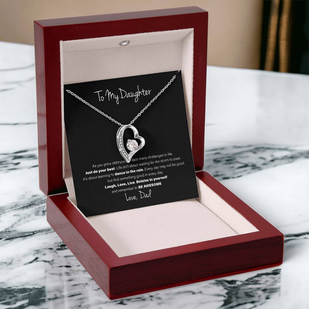 To My Daughter, Love Dad - Forever Love Necklace, Be Awesome