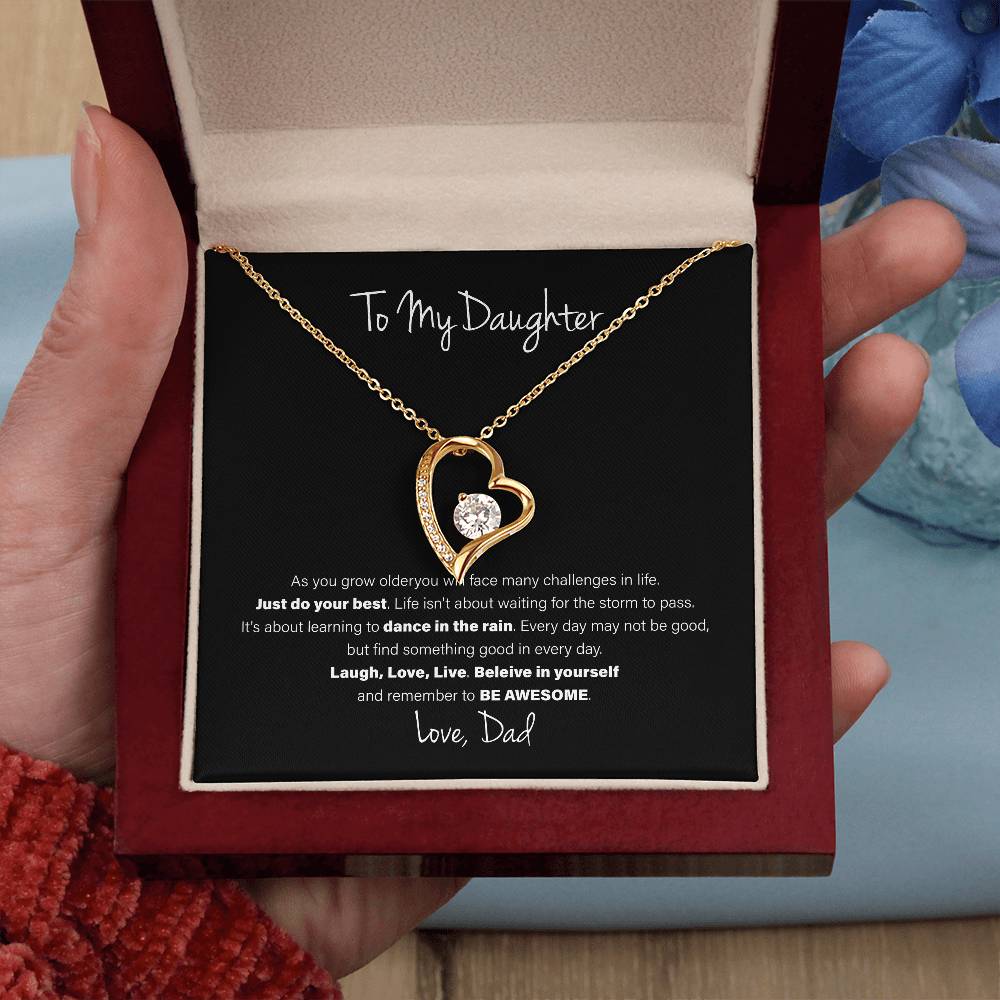 To My Daughter, Love Dad - Forever Love Necklace, Be Awesome