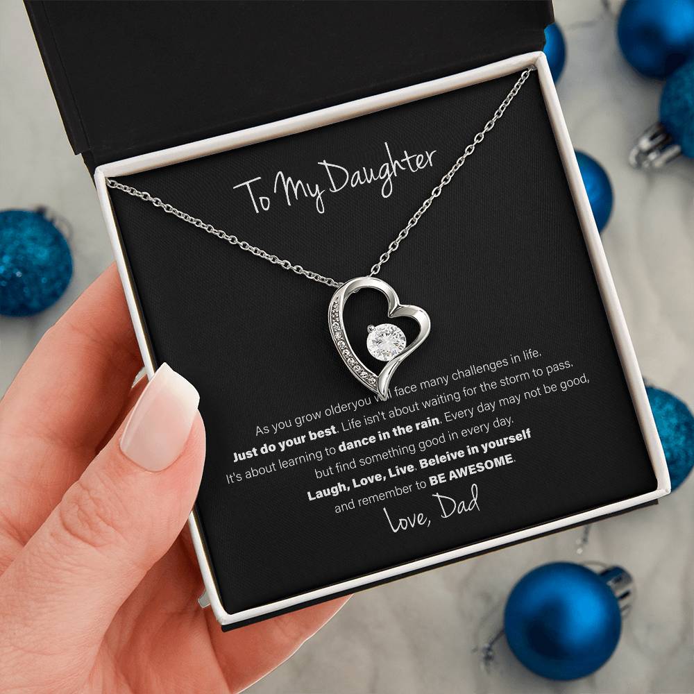 To My Daughter, Love Dad - Forever Love Necklace, Be Awesome