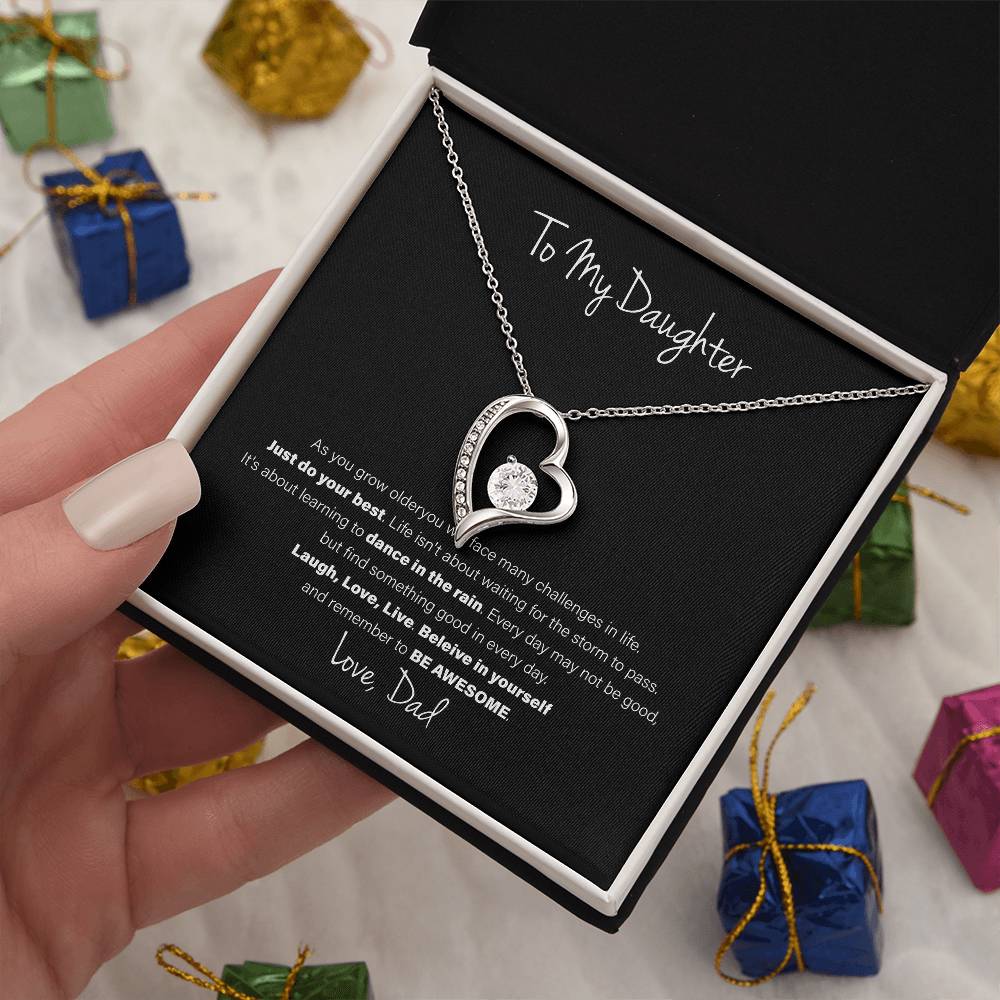 To My Daughter, Love Dad - Forever Love Necklace, Be Awesome