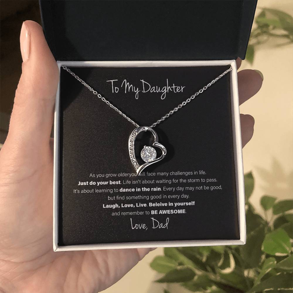 To My Daughter, Love Dad - Forever Love Necklace, Be Awesome