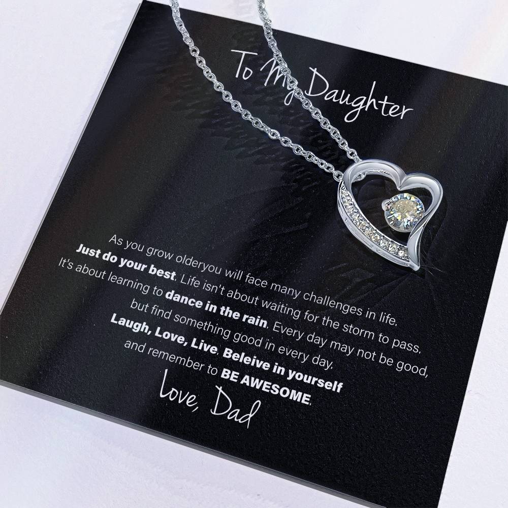 To My Daughter, Love Dad - Forever Love Necklace, Be Awesome