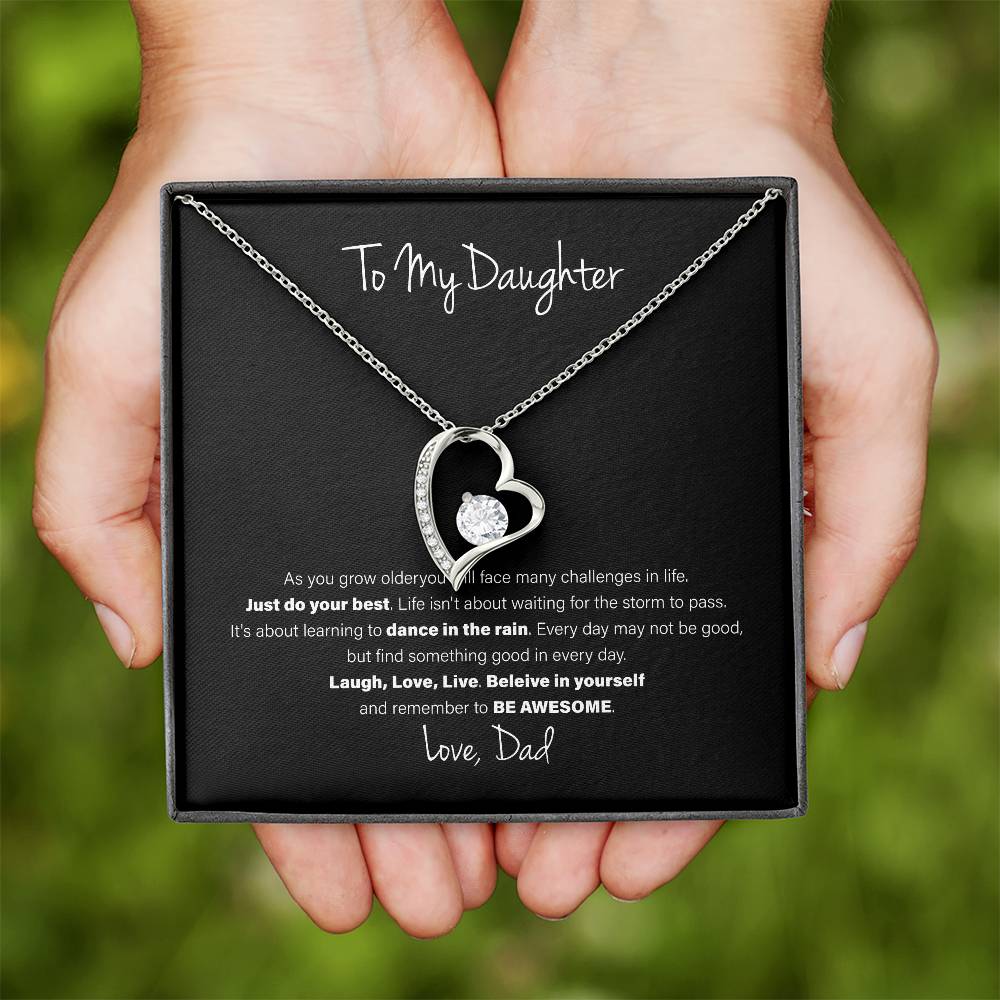 To My Daughter, Love Dad - Forever Love Necklace, Be Awesome