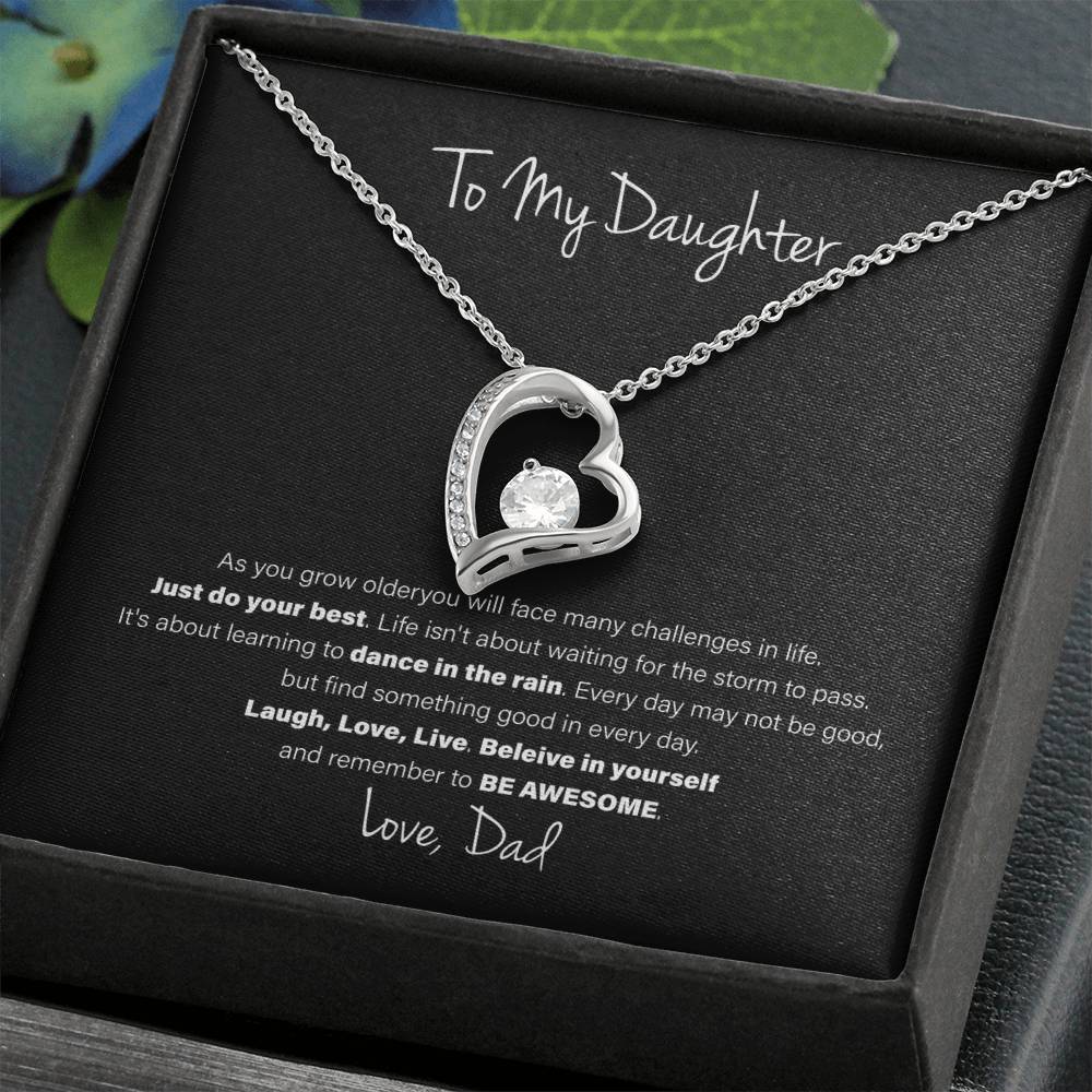 To My Daughter, Love Dad - Forever Love Necklace, Be Awesome