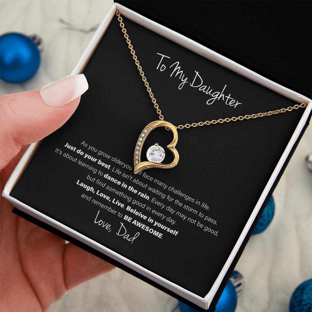 To My Daughter, Love Dad - Forever Love Necklace, Be Awesome
