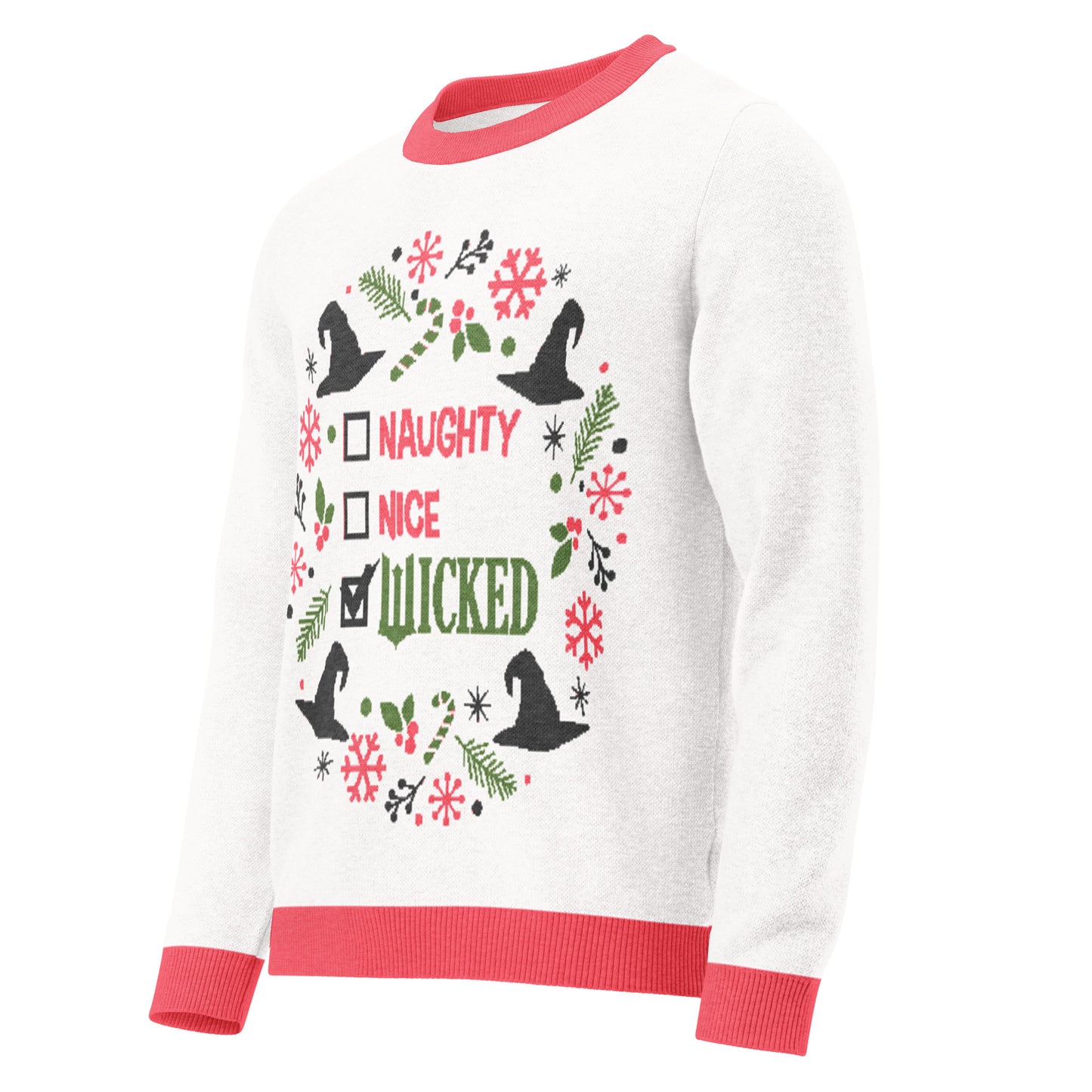 Naughty, Nice, Wicked Ugly Christmas Sweater Pink