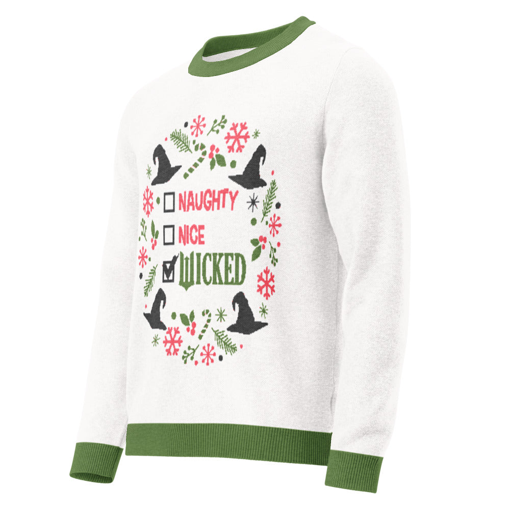 Naughty, Nice, Wicked Ugly Christmas Sweater Green