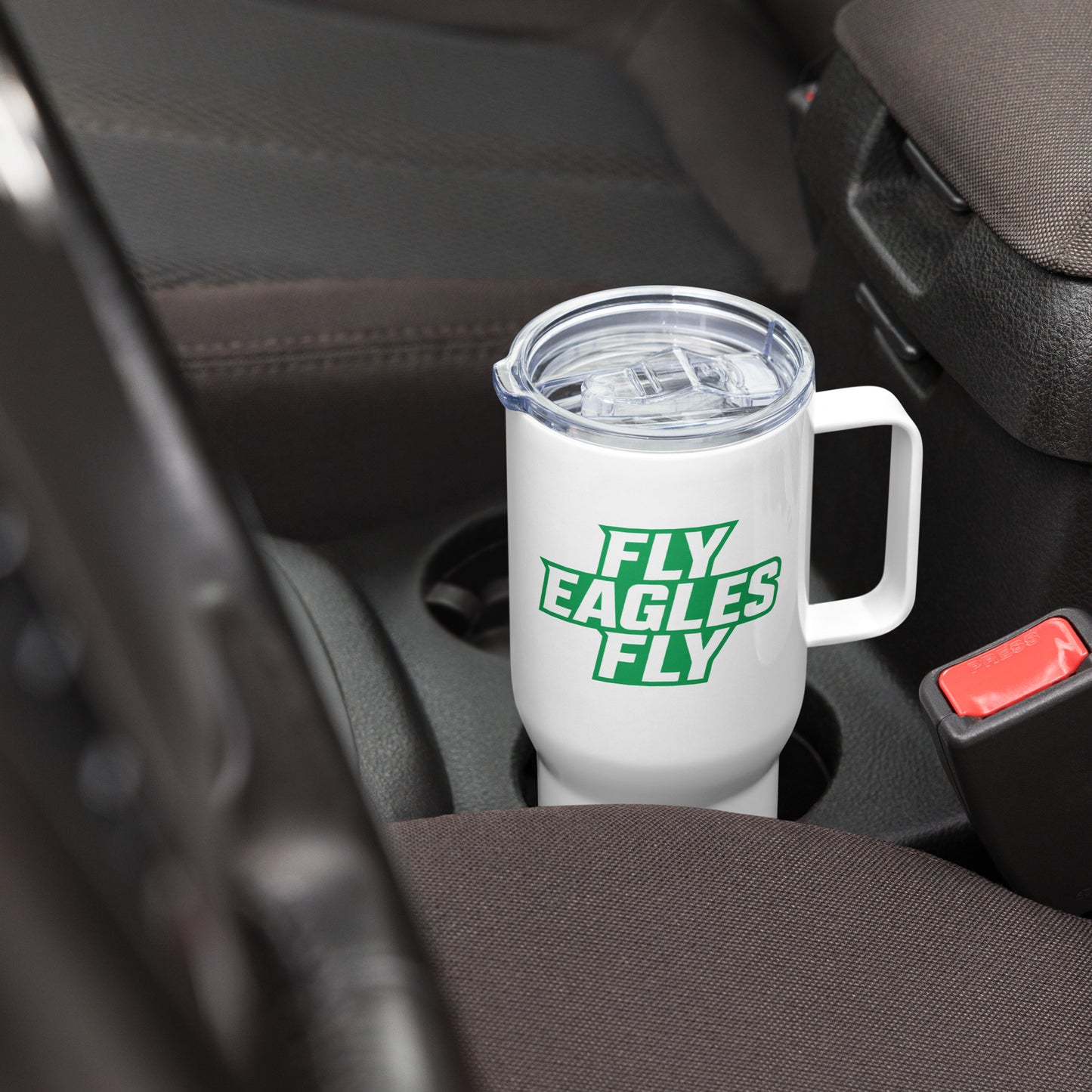 Travel Mug With a Handle Fly Eagles Fly