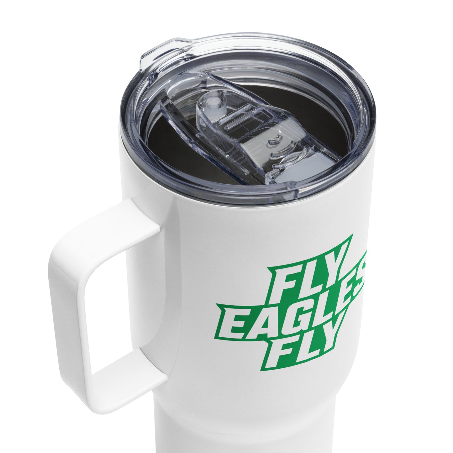 Travel Mug With a Handle Fly Eagles Fly