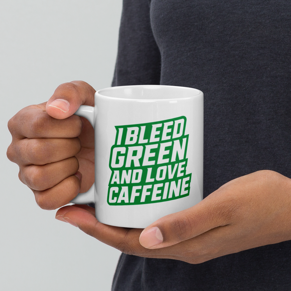 I Bleed Green and Love Caffeine Coffee Mug