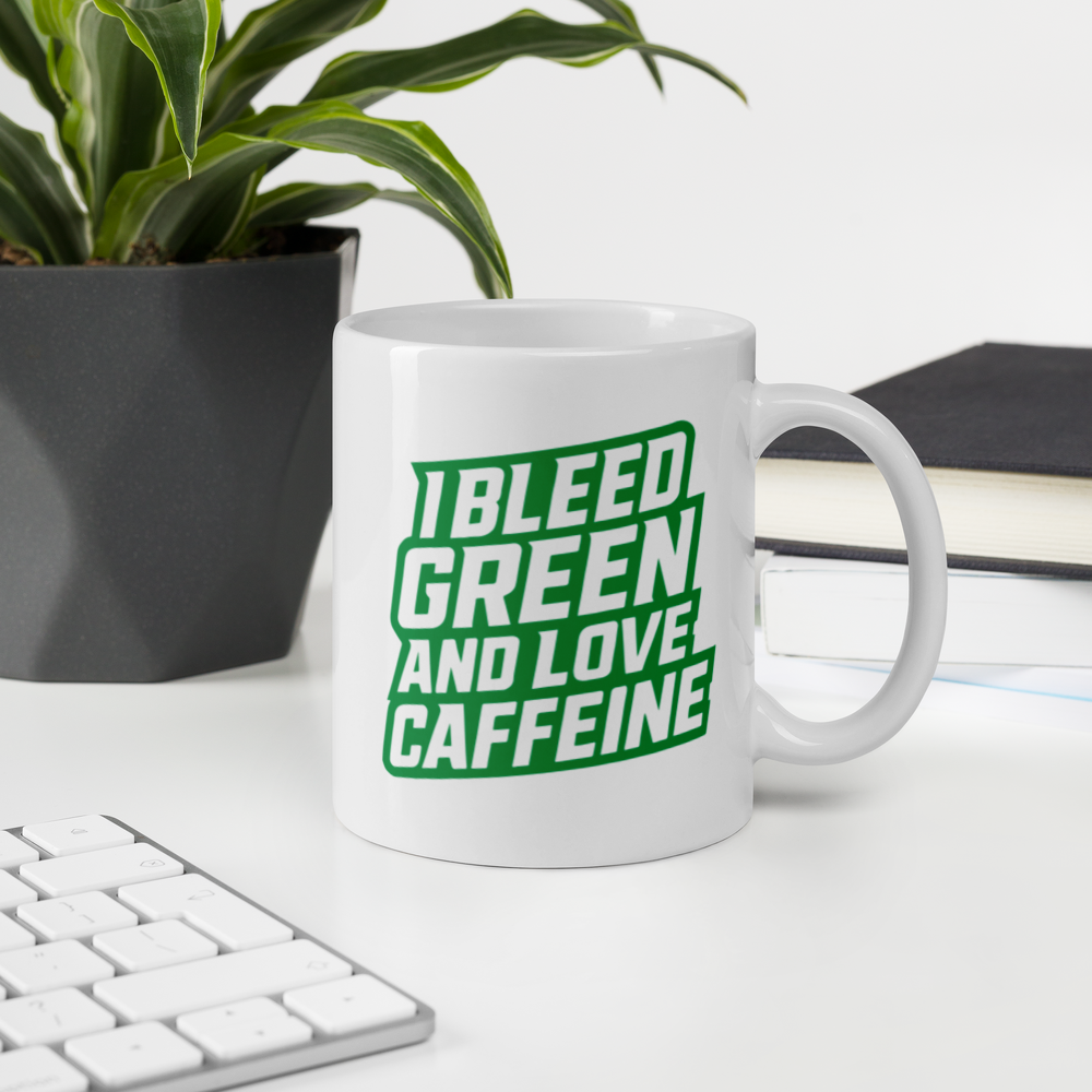 I Bleed Green and Love Caffeine Coffee Mug